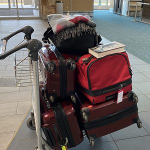 COVID travel in 2021 suitcases at YVR Airport