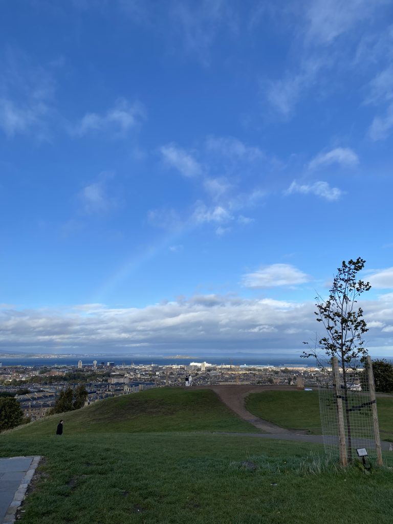 Rainbow arching over Edinburgh. The best views in Edinburgh. The view from Calton Hill.